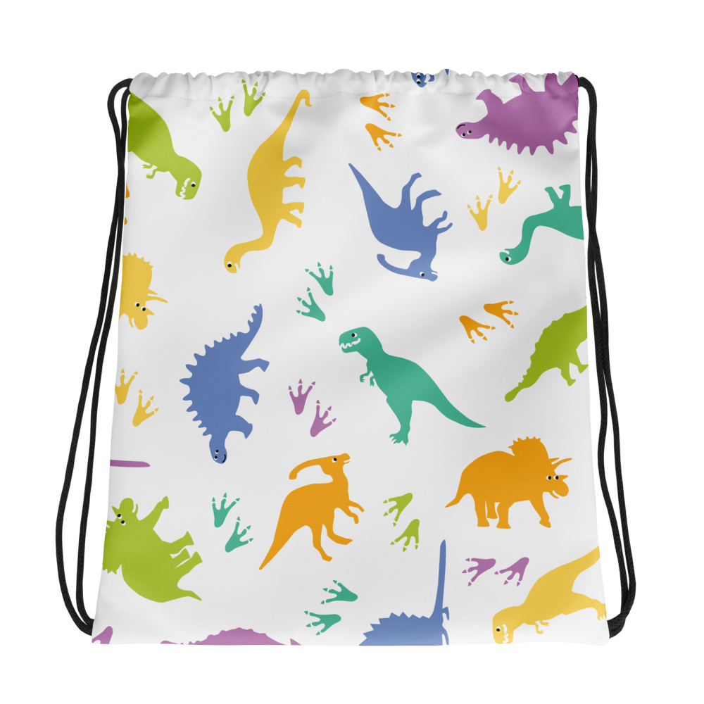 Farbenfrohe Kordelzugtasche im Dino-Stil