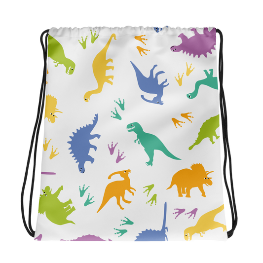 Colorful Dino Style drawstring bag