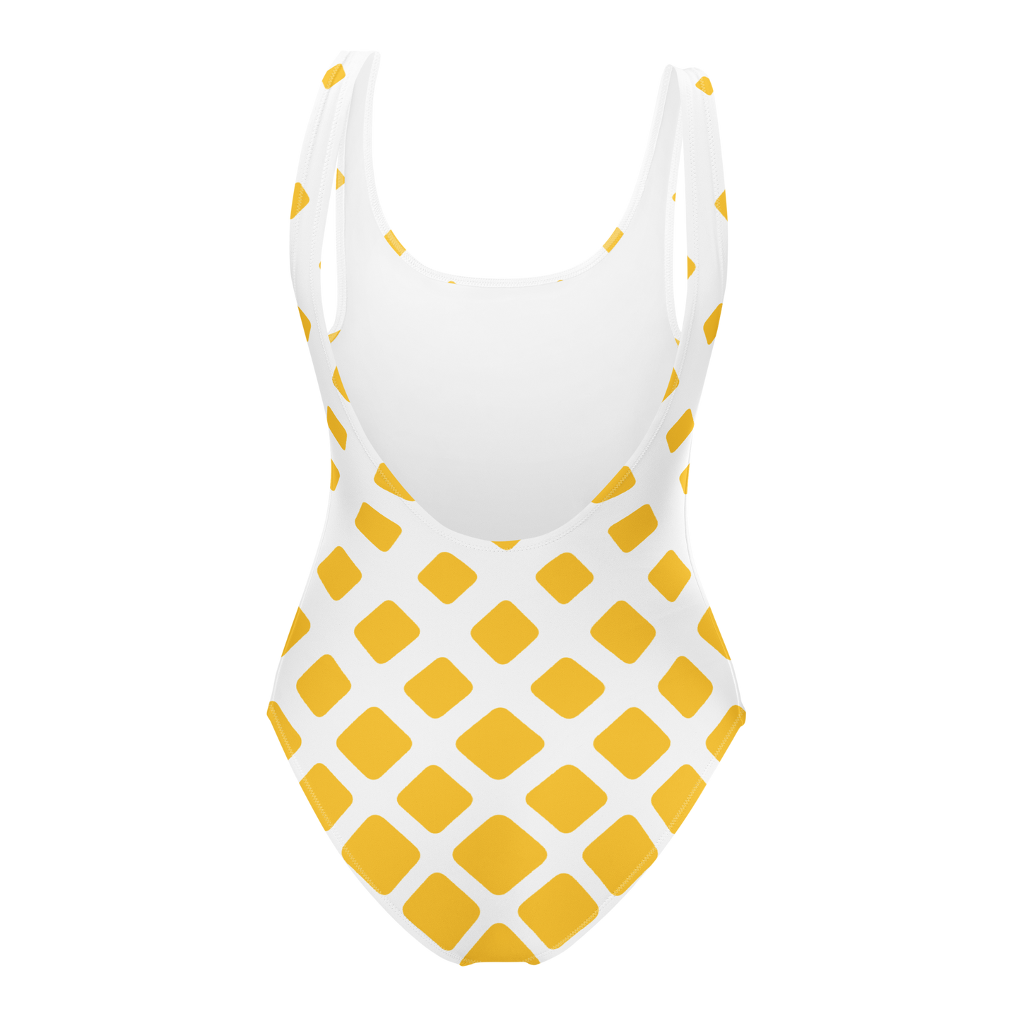 White swimsuit with yellow squares