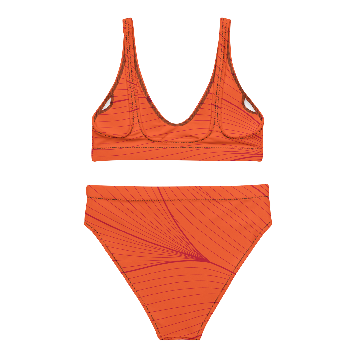 Orangefarbener Bikini mit hoher Taille