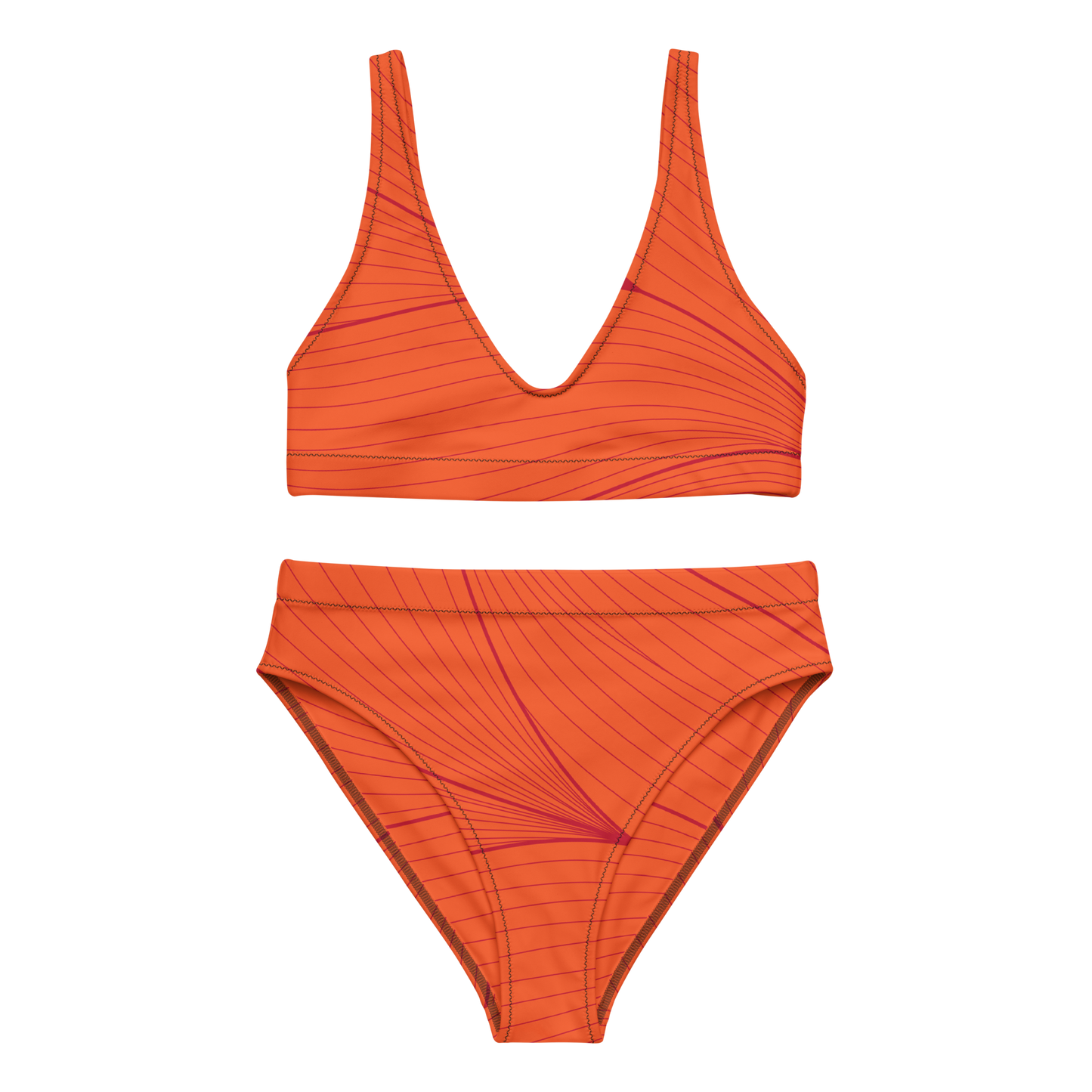 Orangefarbener Bikini mit hoher Taille