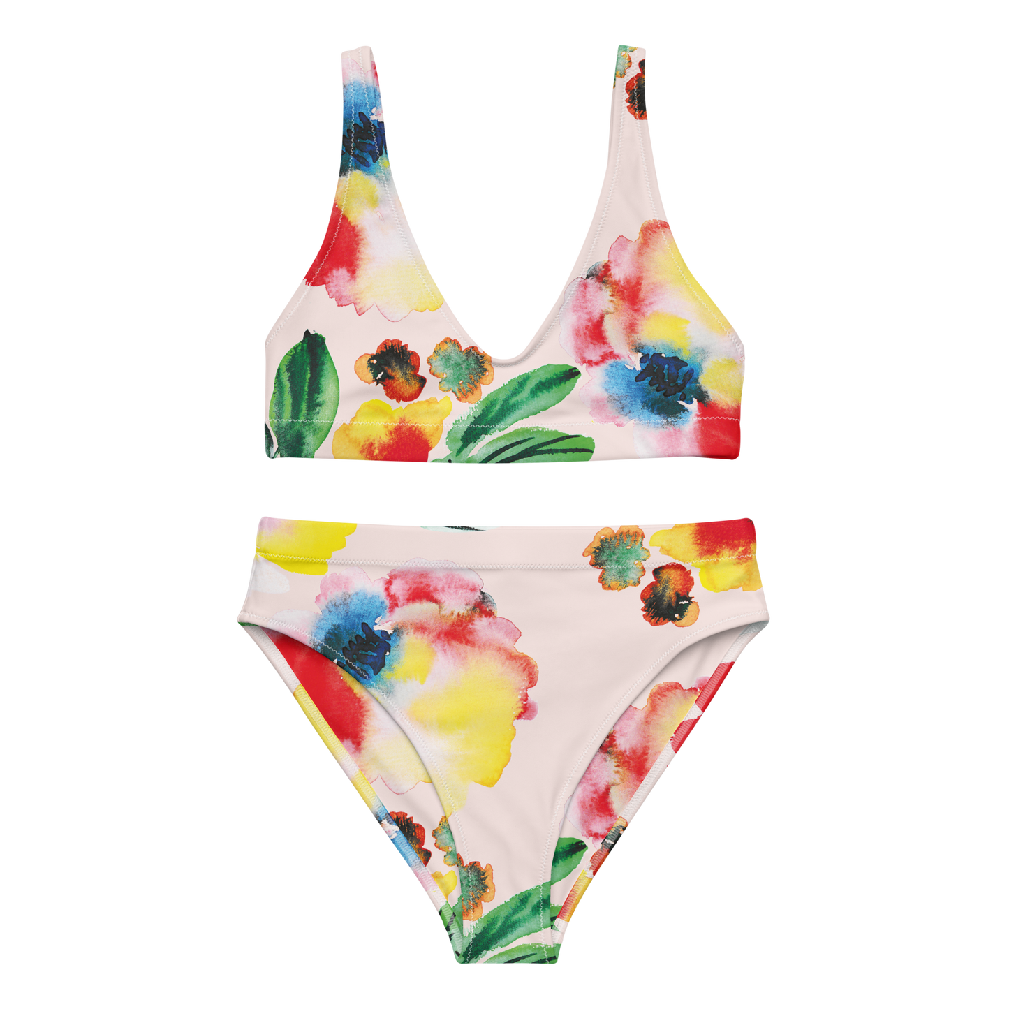 Blumen-Bikini mit hoher Taille