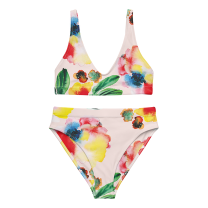 Blumen-Bikini mit hoher Taille