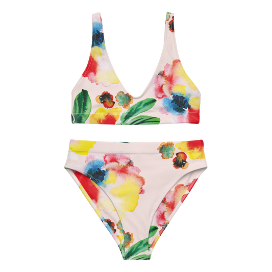 Blumen-Bikini mit hoher Taille