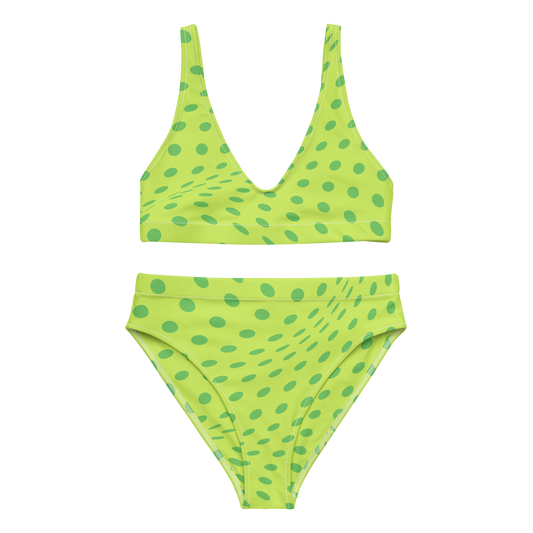 Grüner Bikini mit hoher Taille und Kreisen