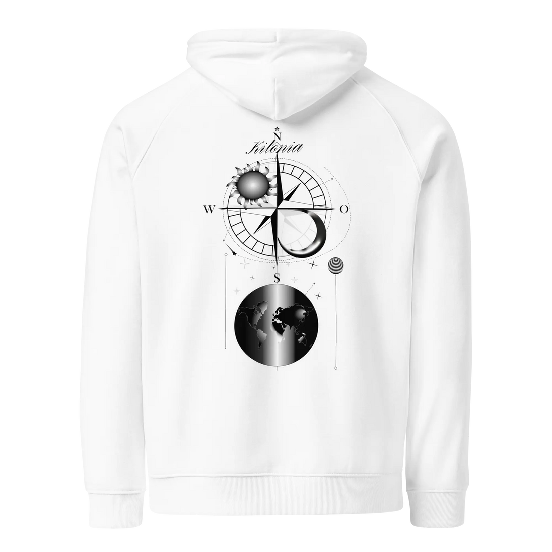 Kilonia Design Compass Design Unisex Raglan Hoodie - Eco-Friendly Comfort-Kilonia Design