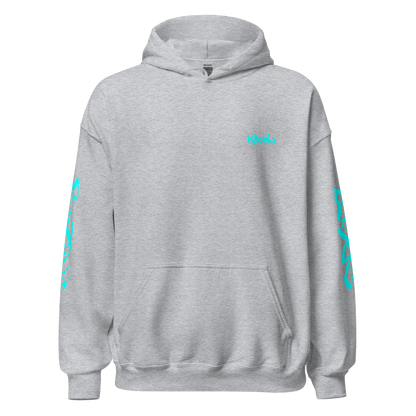 Hellblauer Hoodie mit Engelsflügeln