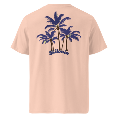 lila T-Shirt aus Baumwolle mit Palmen