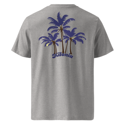 lila T-Shirt aus Baumwolle mit Palmen